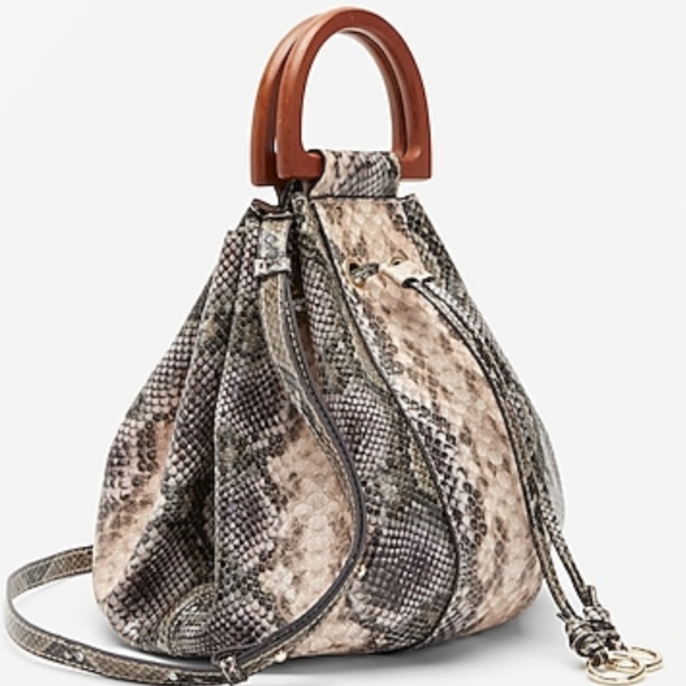 Express Snakeskin Print Bucket Bag